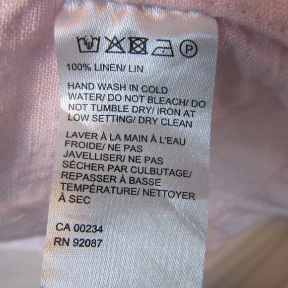 Saks Fifth Avenue Linen Shift Dress Medium Light Pink Sleeveless Buttons - Picture 3 of 5